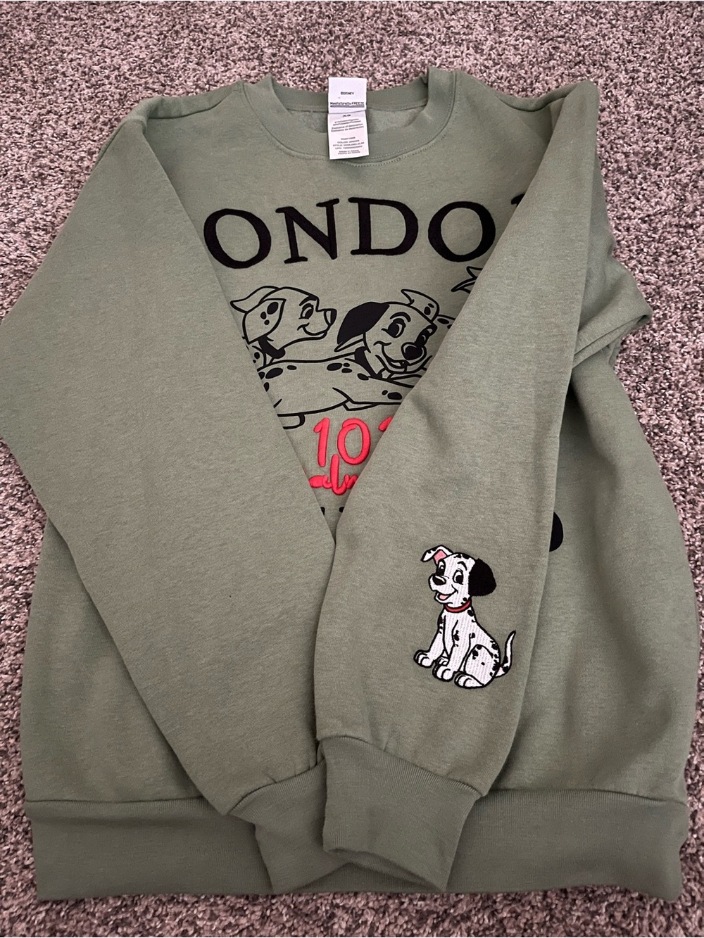 Disney Olive Green 101 Dalmatians Crewneck Sweatshirt